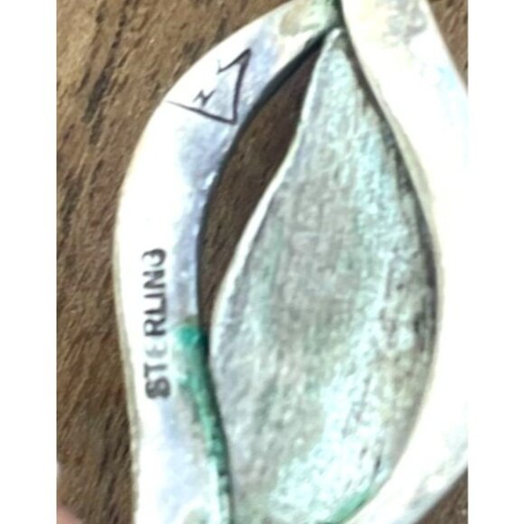 Sterling Silver Honey Amber Art Nouveau Pendant Unique Curved Design 1.5" Long - Picture 5 of 5